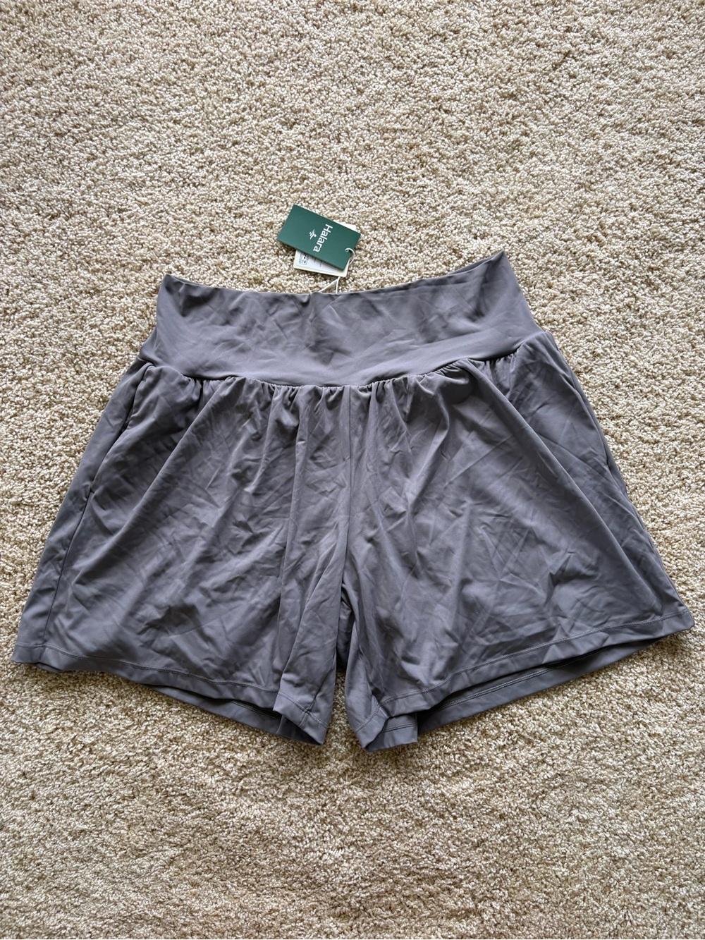 NWT Halara 2X SoftlyZero Airy High Waisted 2-in-1 Flowy Shorts Grey Liner